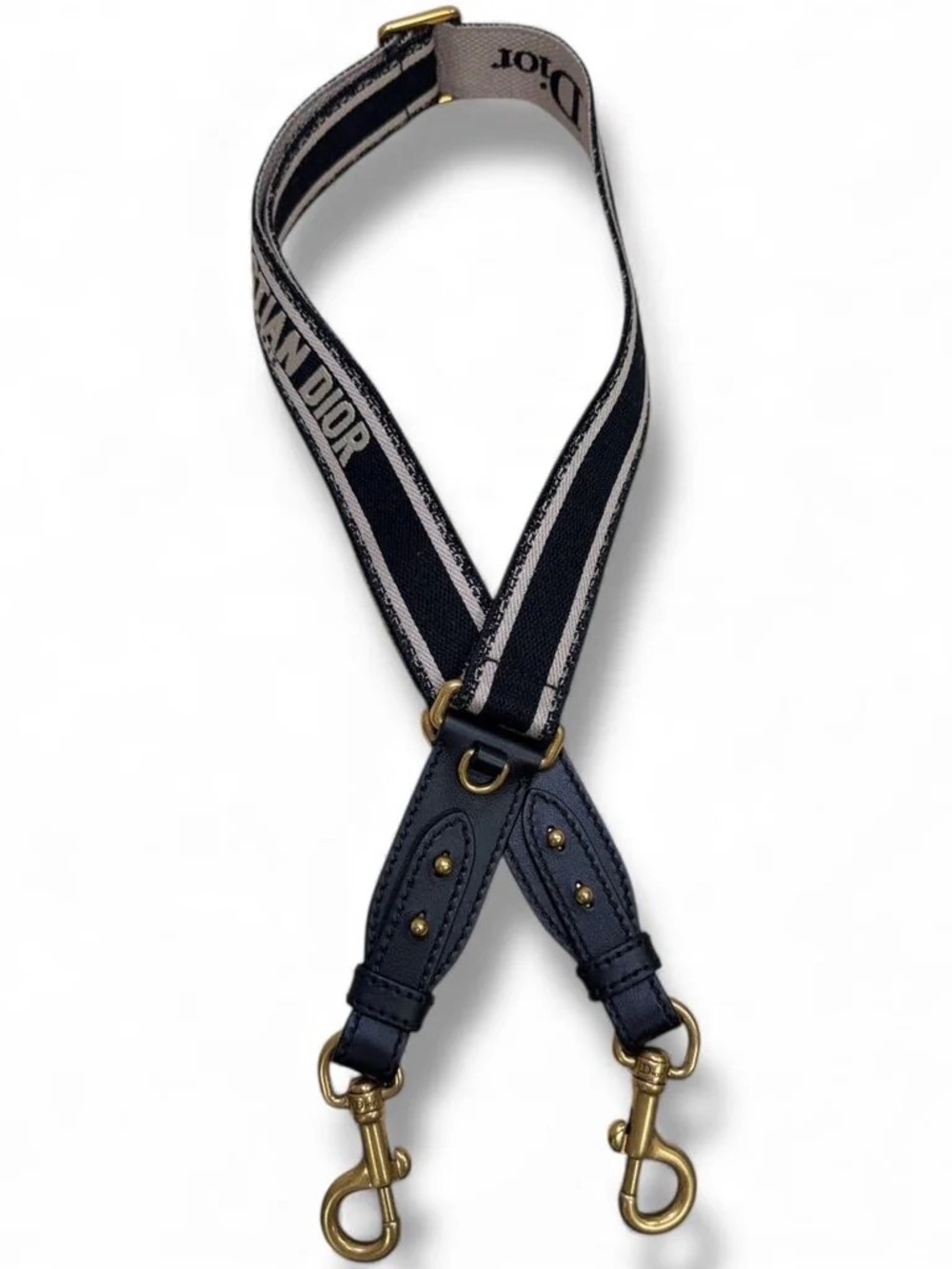 Christian Dior Logo Canvas Embroidery Strap Black